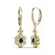 3 - Naira Fine Unseen 0.95 ctw Oval Shape London Blue Topaz accented Round & Baguette Natural Diamond Floral Dangle Earrings 