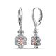 3 - Naira Fine Unseen 0.75 ctw Oval Shape Morganite accented Round & Baguette Natural Diamond Floral Dangle Earrings 