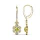 1 - Naira Fine Unseen 0.75 ctw Oval Shape Peridot accented Round & Baguette Natural Diamond Floral Dangle Earrings 
