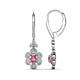 1 - Naira Fine Unseen 0.90 ctw Oval Shape Pink Tourmaline accented Round & Baguette Natural Diamond Floral Dangle Earrings 