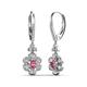 3 - Naira Fine Unseen 0.90 ctw Oval Shape Pink Tourmaline accented Round & Baguette Natural Diamond Floral Dangle Earrings 