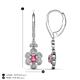 4 - Naira Fine Unseen 0.90 ctw Oval Shape Pink Tourmaline accented Round & Baguette Natural Diamond Floral Dangle Earrings 