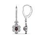 1 - Naira Fine Unseen 0.75 ctw Oval Shape Red Garnet accented Round & Baguette Natural Diamond Floral Dangle Earrings 