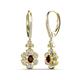 3 - Naira Fine Unseen 0.75 ctw Oval Shape Red Garnet accented Round & Baguette Natural Diamond Floral Dangle Earrings 