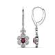 1 - Naira Fine Unseen 0.75 ctw Oval Shape Rhodolite Garnet accented Round & Baguette Natural Diamond Floral Dangle Earrings 