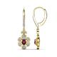 1 - Naira Fine Unseen 0.75 ctw Oval Shape Rhodolite Garnet accented Round & Baguette Natural Diamond Floral Dangle Earrings 