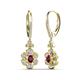3 - Naira Fine Unseen 0.75 ctw Oval Shape Rhodolite Garnet accented Round & Baguette Natural Diamond Floral Dangle Earrings 