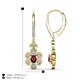 4 - Naira Fine Unseen 0.75 ctw Oval Shape Rhodolite Garnet accented Round & Baguette Natural Diamond Floral Dangle Earrings 