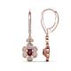 1 - Naira Fine Unseen 0.75 ctw Oval Shape Rhodolite Garnet accented Round & Baguette Natural Diamond Floral Dangle Earrings 