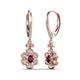 3 - Naira Fine Unseen 0.75 ctw Oval Shape Rhodolite Garnet accented Round & Baguette Natural Diamond Floral Dangle Earrings 