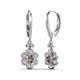 3 - Naira Fine Unseen 0.90 ctw Oval Shape Smoky Quartz accented Round & Baguette Natural Diamond Floral Dangle Earrings 