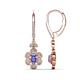 1 - Naira Fine Unseen 0.75 ctw Oval Shape Tanzanite accented Round & Baguette Natural Diamond Floral Dangle Earrings 