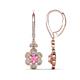 1 - Naira Fine Unseen 1.00 ctw Oval Shape Pink Sapphire accented Round & Baguette Natural Diamond Floral Dangle Earrings 
