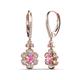 3 - Naira Fine Unseen 1.00 ctw Oval Shape Pink Sapphire accented Round & Baguette Natural Diamond Floral Dangle Earrings 