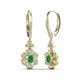 3 - Naira Fine Unseen 0.90 ctw Oval Shape Emerald accented Round & Baguette Natural Diamond Floral Dangle Earrings 