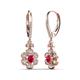 3 - Naira Fine Unseen 1.00 ctw Oval Shape Ruby accented Round & Baguette Natural Diamond Floral Dangle Earrings 