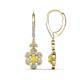 1 - Naira Fine Unseen 1.15 ctw Oval Shape Yellow Sapphire accented Round & Baguette Natural Diamond Floral Dangle Earrings 