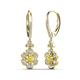 3 - Naira Fine Unseen 1.15 ctw Oval Shape Yellow Sapphire accented Round & Baguette Natural Diamond Floral Dangle Earrings 