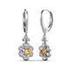 3 - Naira Fine Unseen 0.90 ctw Oval Shape Citrine accented Round & Baguette Natural Diamond Floral Dangle Earrings 