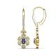 1 - Naira Fine Unseen 0.90 ctw Oval Shape Iolite accented Round & Baguette Natural Diamond Floral Dangle Earrings 