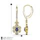 4 - Naira Fine Unseen 0.90 ctw Oval Shape Iolite accented Round & Baguette Natural Diamond Floral Dangle Earrings 