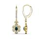 1 - Naira Fine Unseen 0.95 ctw Oval Shape London Blue Topaz accented Round & Baguette Natural Diamond Floral Dangle Earrings 