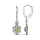 1 - Naira Fine Unseen 0.75 ctw Oval Shape Peridot accented Round & Baguette Natural Diamond Floral Dangle Earrings 