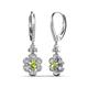 3 - Naira Fine Unseen 0.75 ctw Oval Shape Peridot accented Round & Baguette Natural Diamond Floral Dangle Earrings 