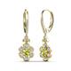 3 - Naira Fine Unseen 0.75 ctw Oval Shape Peridot accented Round & Baguette Natural Diamond Floral Dangle Earrings 