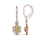 1 - Naira Fine Unseen 0.75 ctw Oval Shape Peridot accented Round & Baguette Natural Diamond Floral Dangle Earrings 