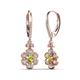 3 - Naira Fine Unseen 0.75 ctw Oval Shape Peridot accented Round & Baguette Natural Diamond Floral Dangle Earrings 