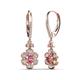 3 - Naira Fine Unseen 0.90 ctw Oval Shape Pink Tourmaline accented Round & Baguette Natural Diamond Floral Dangle Earrings 