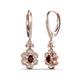 3 - Naira Fine Unseen 0.75 ctw Oval Shape Red Garnet accented Round & Baguette Natural Diamond Floral Dangle Earrings 