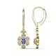 1 - Naira Fine Unseen 0.75 ctw Oval Shape Tanzanite accented Round & Baguette Natural Diamond Floral Dangle Earrings 