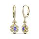 3 - Naira Fine Unseen 0.75 ctw Oval Shape Tanzanite accented Round & Baguette Natural Diamond Floral Dangle Earrings 