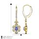 4 - Naira Fine Unseen 0.75 ctw Oval Shape Tanzanite accented Round & Baguette Natural Diamond Floral Dangle Earrings 