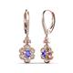 3 - Naira Fine Unseen 0.75 ctw Oval Shape Tanzanite accented Round & Baguette Natural Diamond Floral Dangle Earrings 