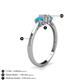 4 - Quyen 0.53 ctw (4.00 mm) Round Turquoise and Lab Grown Diamond Three Stone Engagement Ring  