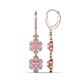1 - Nysa Fine Unseen 2.00 ctw Double Floral Drop Oval Shape Pink Sapphire accented Round & Baguette Natural Diamond Dangle Earrings 