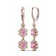 3 - Nysa Fine Unseen 2.00 ctw Double Floral Drop Oval Shape Pink Sapphire accented Round & Baguette Natural Diamond Dangle Earrings 