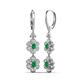 3 - Nysa Fine Unseen 1.85 ctw Double Floral Drop Oval Shape Emerald accented Round & Baguette Natural Diamond Dangle Earrings 