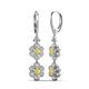 3 - Nysa Fine Unseen 2.35 ctw Double Floral Drop Oval Shape Yellow Sapphire accented Round & Baguette Natural Diamond Dangle Earrings 
