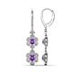 1 - Nysa Fine Unseen 1.80 ctw Double Floral Drop Oval Shape Amethyst accented Round & Baguette Natural Diamond Dangle Earrings 