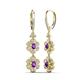 3 - Nysa Fine Unseen 1.80 ctw Double Floral Drop Oval Shape Amethyst accented Round & Baguette Natural Diamond Dangle Earrings 