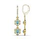 1 - Nysa Fine Unseen 1.95 ctw Double Floral Drop Oval Shape Blue Topaz accented Round & Baguette Natural Diamond Dangle Earrings 