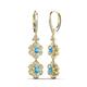 3 - Nysa Fine Unseen 1.95 ctw Double Floral Drop Oval Shape Blue Topaz accented Round & Baguette Natural Diamond Dangle Earrings 