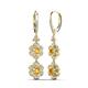 3 - Nysa Fine Unseen 1.80 ctw Double Floral Drop Oval Shape Citrine accented Round & Baguette Natural Diamond Dangle Earrings 