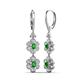 3 - Nysa Fine Unseen 1.95 ctw Double Floral Drop Oval Shape Green Garnet accented Round & Baguette Natural Diamond Dangle Earrings 