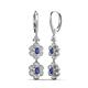 3 - Nysa Fine Unseen 1.80 ctw Double Floral Drop Oval Shape Iolite accented Round & Baguette Natural Diamond Dangle Earrings 