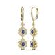 3 - Nysa Fine Unseen 1.80 ctw Double Floral Drop Oval Shape Iolite accented Round & Baguette Natural Diamond Dangle Earrings 